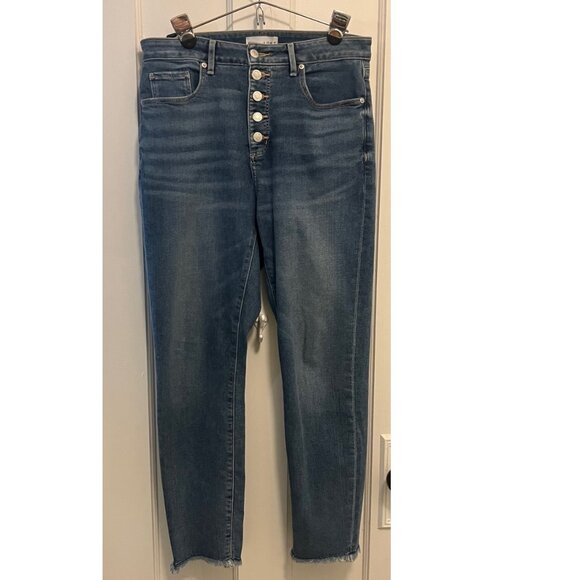 SALE!!!  Loft Skinny ankle ripped edge hi rise button fly jeans size 29/8 - Picture 5 of 10